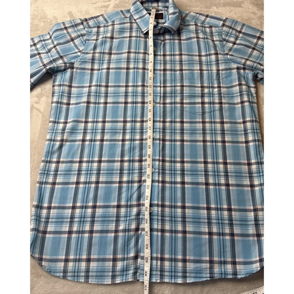 Toscano Patrick Assaraf Mens Plaid Short Sleeve Button Down Shirt‎ Size S